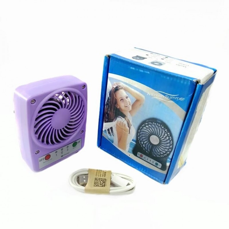 Вентилятор портативный на аккумуляторе F001 Usb. фиолетовый 9*3,5*11,5см