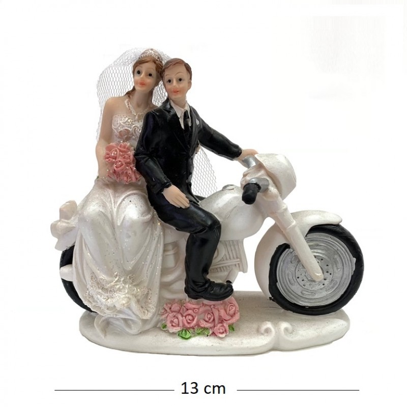 046010  (1-48) Статуэтка Свадебная пара на мотоцикле 2вида 13*6*12см