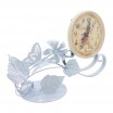 MML15999  (1-54) Часы мет. бел. с бабочками 25*10*18см