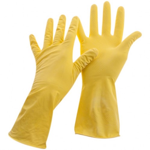 Перчатки хозяйственные латексные тонкие, желтые  DGL017P (10)