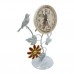 MML16001  (1-36) Часы металлические белые с птичкой и цветком 16*10*29см