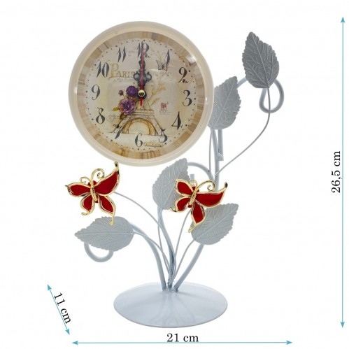 MML15993  (1-36) Часы металлические белые с бабочками 20*12*27см