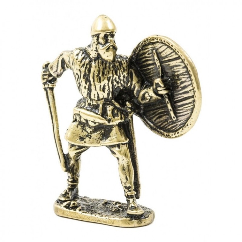 150440  Фигурка литая металлическая Рыцарь Дружинник, латунь в подарочной упаковке