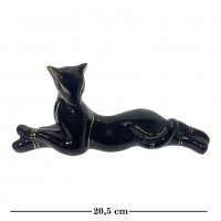 Фигура "Кошка лежит", фарфор, чёрный, 20,5*6,5*8,5см, D-08050В  (72)