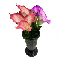 Декоративные цветы "Калла", пластик, ткань, фиолетовый, розовый, 7шт/букет, 60см
