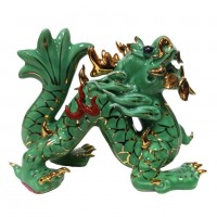 Фигурка "Дракон", фарфор, зеленый (B), Символизирует благополучие и силу, 13*9см.