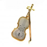 Настольный металлический сувенир с часами "Скрипка" JH-12  3*8см